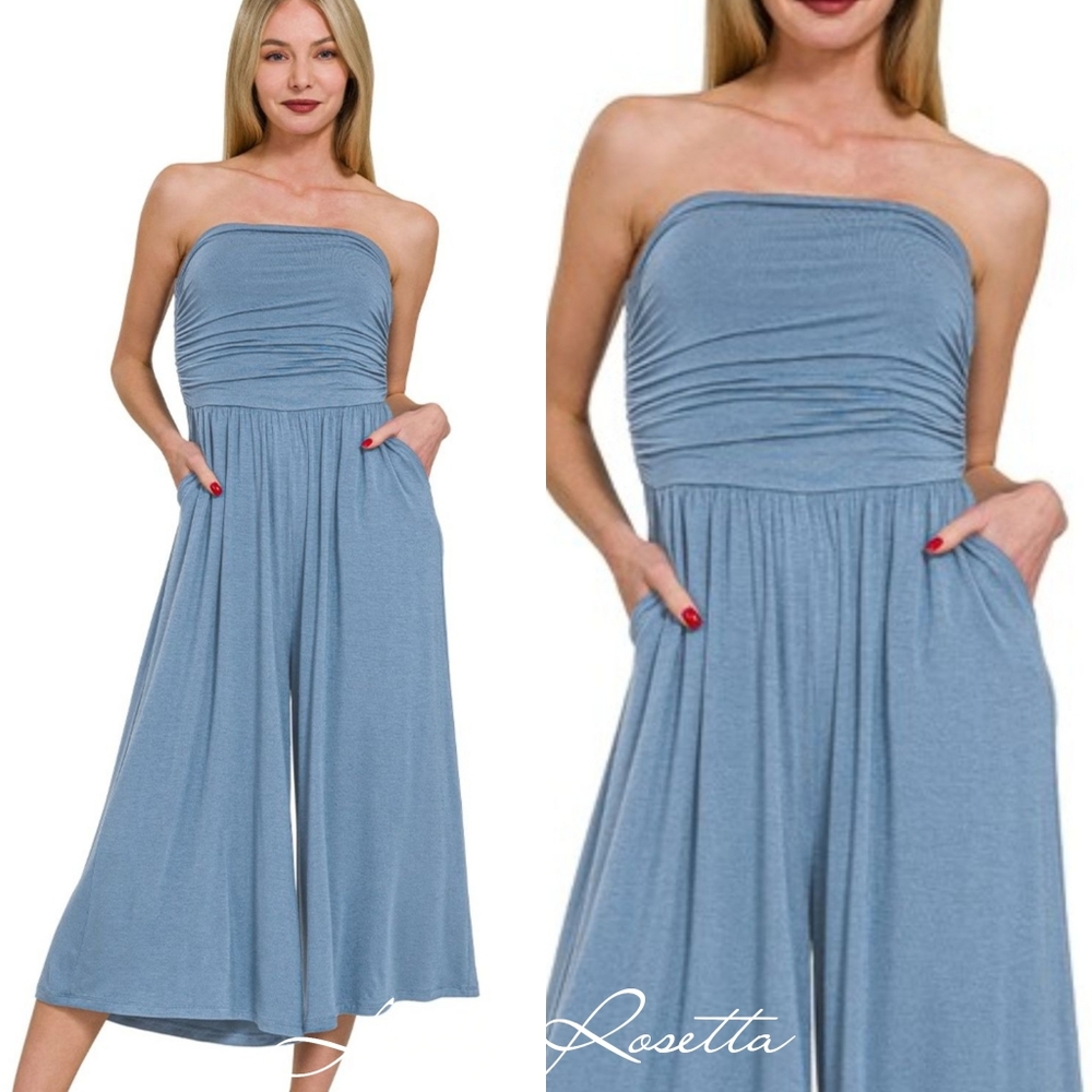 Strapless Blue Jumpsuit
